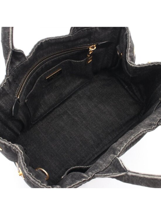 PRADA Canapa 2way Tote Bag Black Denim | eBay Prada Tote Canapa 2-Way Black Denim